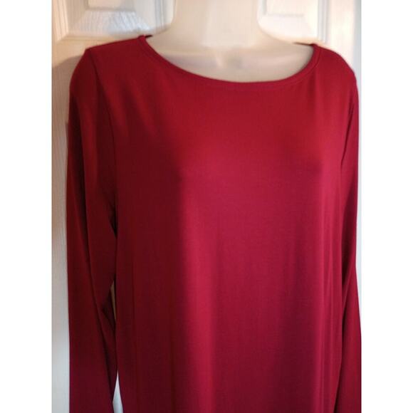 Eileen Fisher Top Red Sz M Side Slots Laganlook Wardrobe Staple - Picture 1 of 8